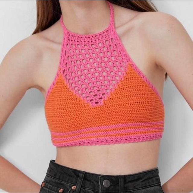 Stradivarius Women's Crop top - Pink/Orange - XS on Productcaster.