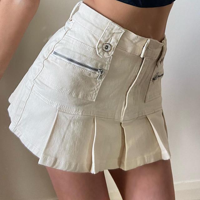 Women's Mini Skirt - Cream/Silver - S on Productcaster.