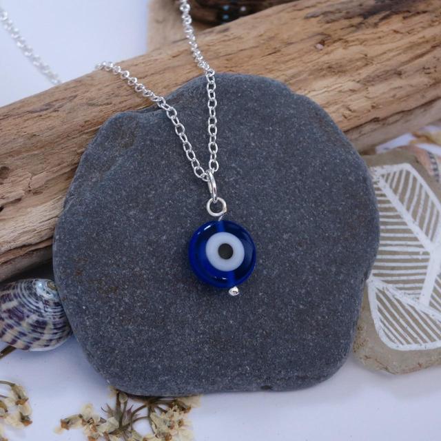 Handmade Women's Necklace - Silver/Blue on Productcaster.