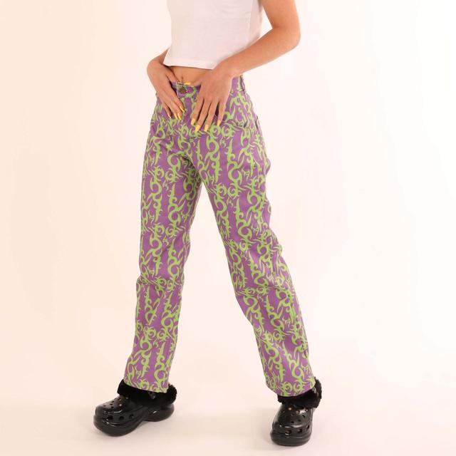 Custom Women's Straight leg Printed Jeans - Purple - UK 8 on Productcaster.