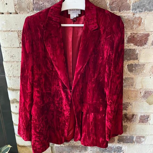 Vintage Women's Blazer Jacket - Red - UK 8 on Productcaster.