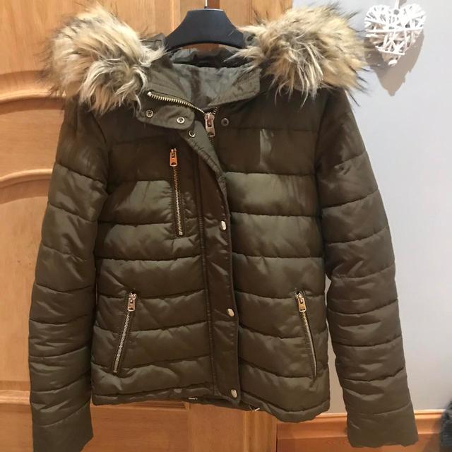 Topshop Women's Puffer Jacket - Khaki - UK 6 on Productcaster.