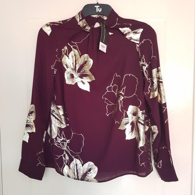 Dorothy Perkins Women's Blouse - Burgundy/Gold - 8 on Productcaster.