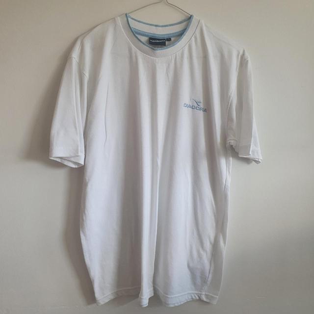 Diadora Men's T-shirt - White/Blue - S on Productcaster.