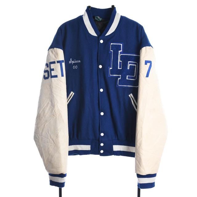 Vintage Men's Varsity Jacket - Blue - XL on Productcaster.