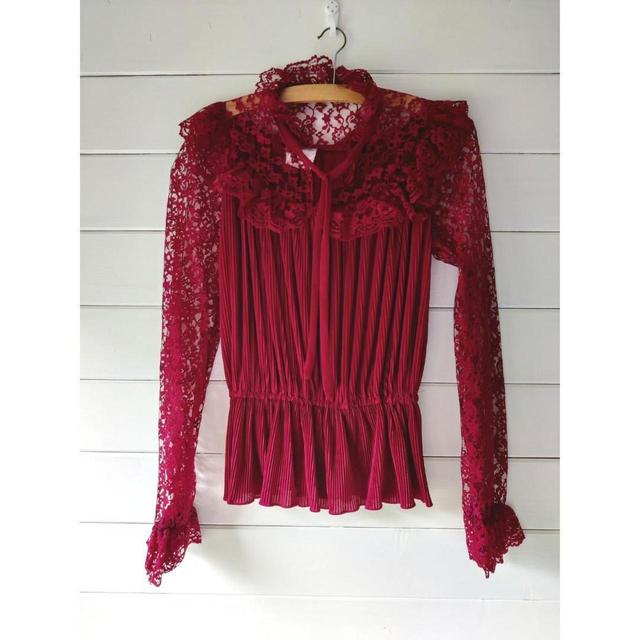 Vintage Women's Blouse - Burgundy - 8 on Productcaster.