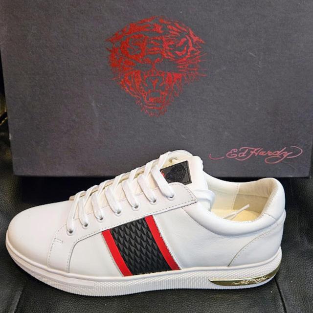 Ed Hardy Men's Trainers - White/Black - UK 12 on Productcaster.