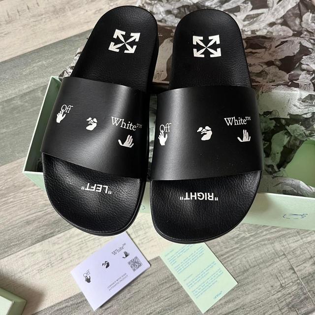 Off-White Women's Slides - Black/White - UK 7 on Productcaster.