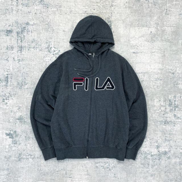 Fila Men's Hoodie - Grey/White - S on Productcaster.