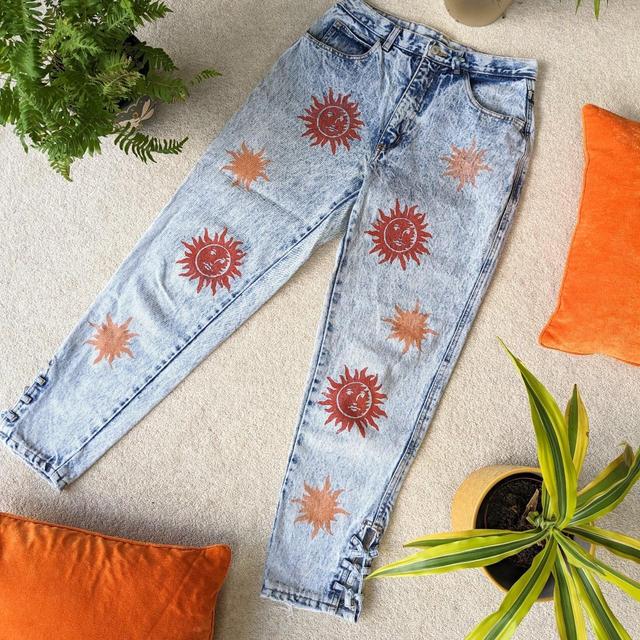 Vintage Women's Jeans - Orange/Blue - UK 12 on Productcaster.