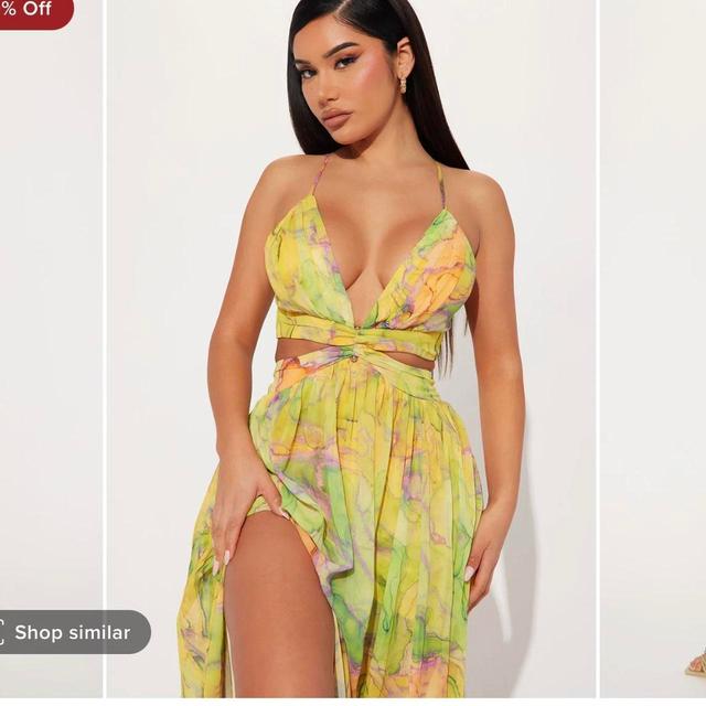 Fashion Nova Women's Dress - Multi/Yellow - L on Productcaster.