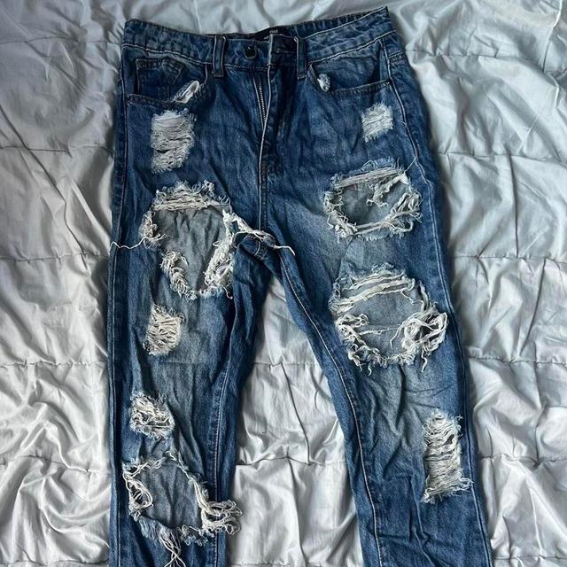 Women's Distressed Jeans - Blue/Navy - UK 6 on Productcaster.