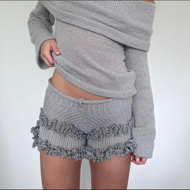 Handmade Women's Shorts - Grey/Silver - UK 8 on Productcaster.