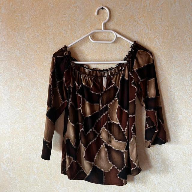 Vintage Women's Blouse - Brown/Black - M on Productcaster.