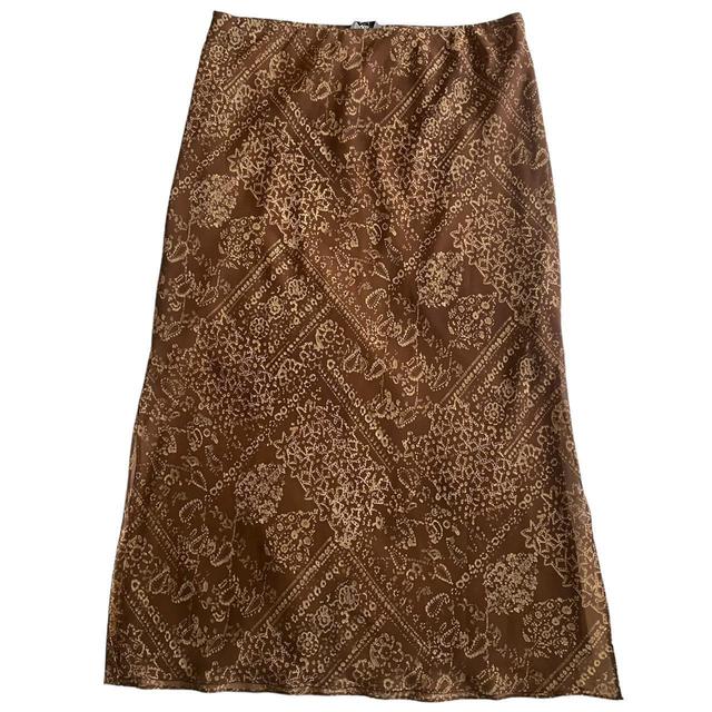 Vintage Women's Casual Skirt - Brown/Tan - UK 18 on Productcaster.