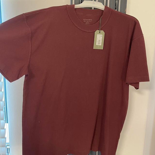 AllSaints Men's T-shirt - Burgundy - M on Productcaster.