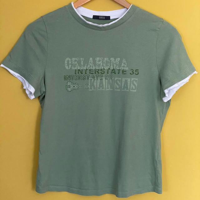 Marks & Spencer Women's T-shirt - Green/Multi - 10 on Productcaster.