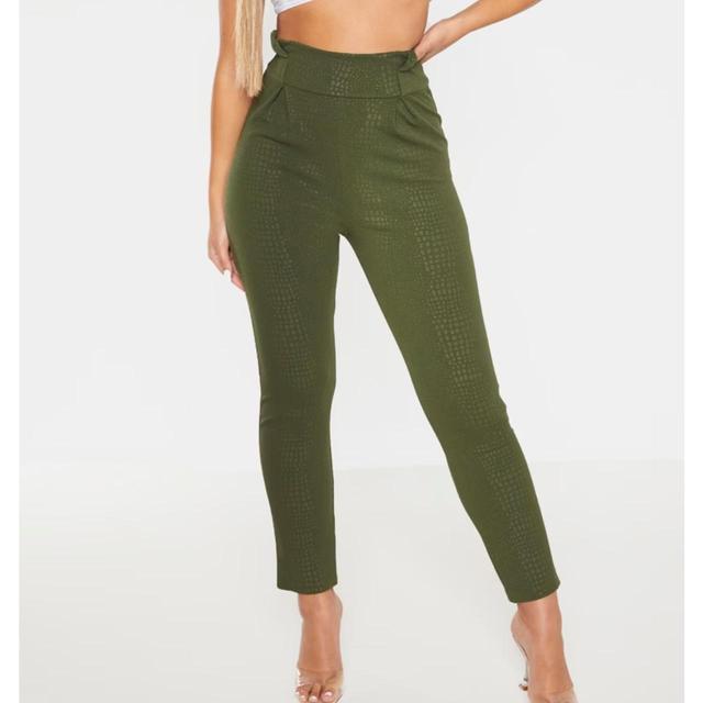 PrettyLittleThing Women's Trousers - Green - UK 10 on Productcaster.