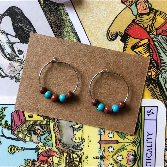 Women's Earrings - Blue/Brown on Productcaster.