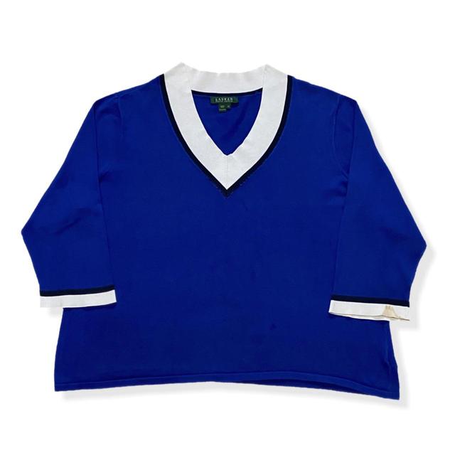 Ralph Lauren Women's Jumper - Blue/White - 3XL on Productcaster.