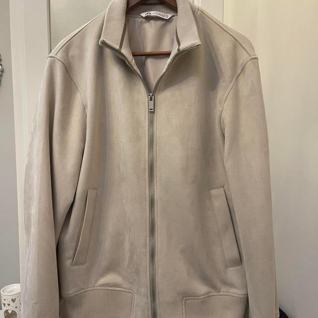 Zara Men's Bomber Jacket - Tan/Cream - M on Productcaster.