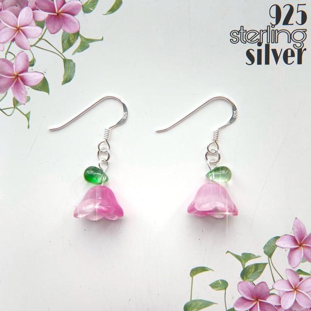 Handmade Women's Earrings - Pink/Green on Productcaster.