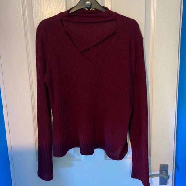 Women's Jumper - Burgundy/Red - L on Productcaster.