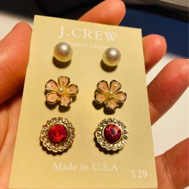 J.Crew Women's Earrings - Gold/Pink on Productcaster.