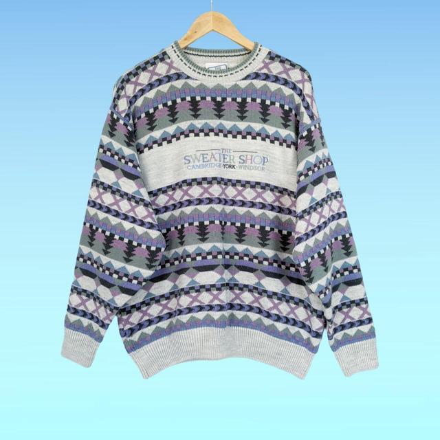 Sweater Shop Men's Jumper - Grey/Purple - M on Productcaster.