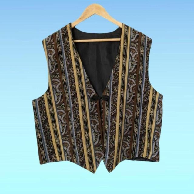 Vintage Men's Waistcoat - Brown/Yellow - L on Productcaster.