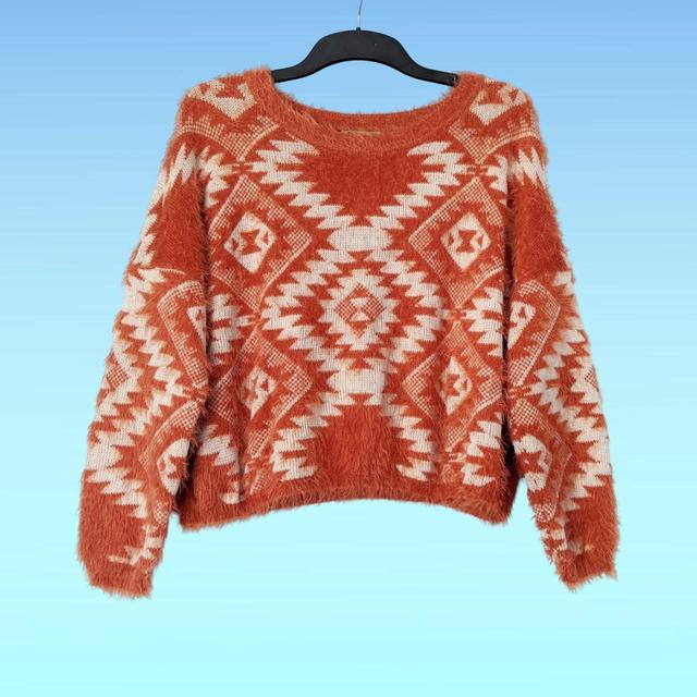 Vintage Women's Jumper - Cream/Orange - M on Productcaster.