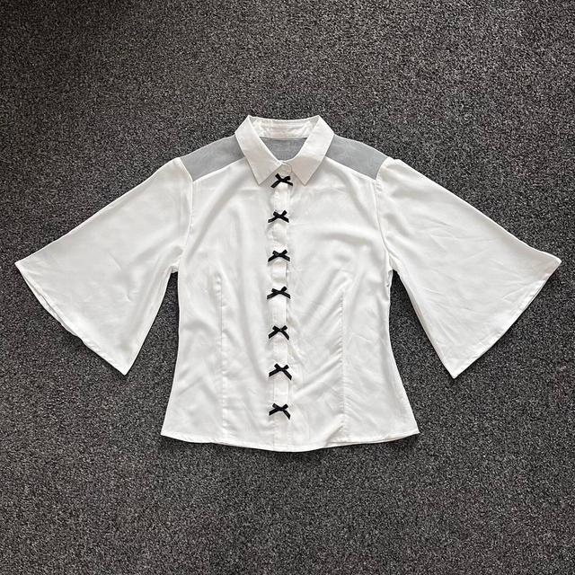 Vintage Women's Blouse - White/Black - 6 on Productcaster.