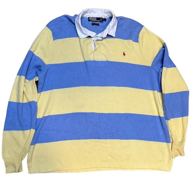 Polo Ralph Lauren Men's Polo shirt - Yellow/Blue - XL on Productcaster.