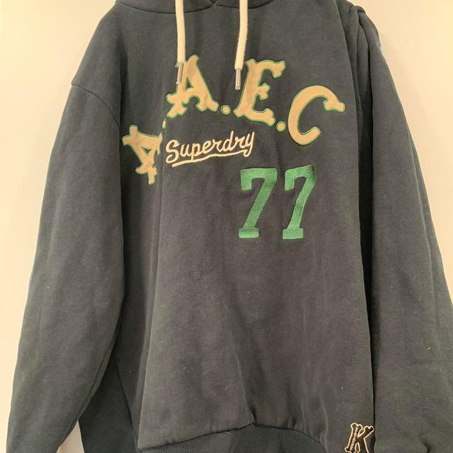 Superdry Men's Hoodie - Navy/Green - S on Productcaster.