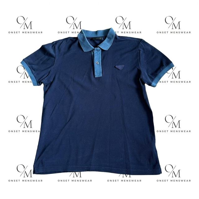 Prada Men's Polo shirt - Blue/Navy - S on Productcaster.