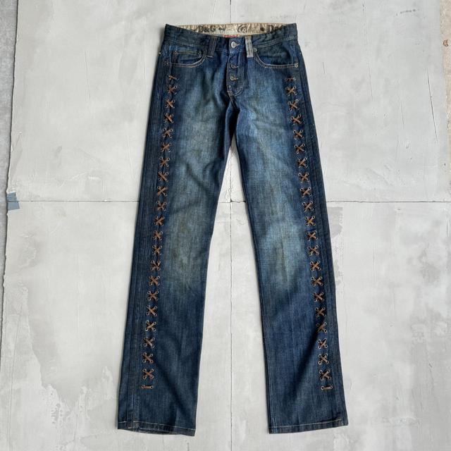 Dolce & Gabbana Women's Straight leg Faded Jeans - Blue/Brown - M on Productcaster.