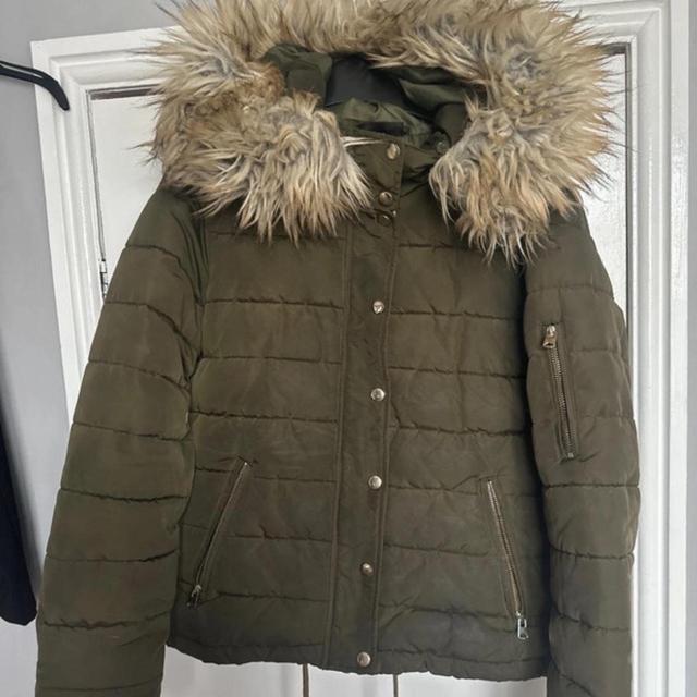 Topshop Women's Puffer - Khaki/Green - UK 10 on Productcaster.