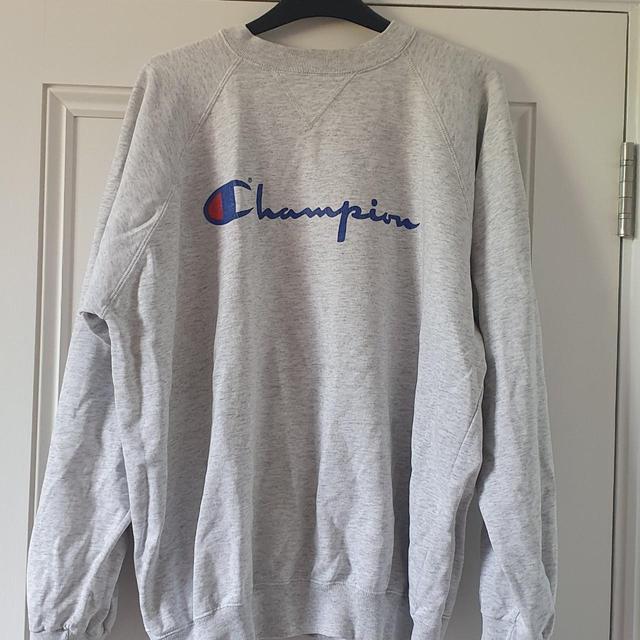 Champion Men's Sweatshirt - Grey/Red - L on Productcaster.