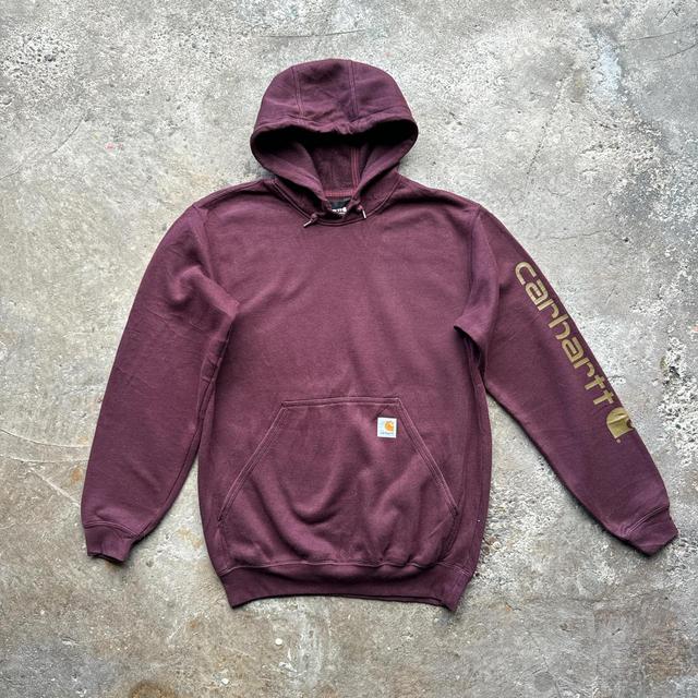 Carhartt Men's Hoodie - Burgundy/Red - S on Productcaster.