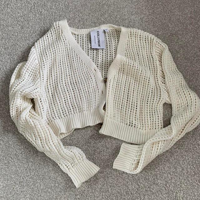 Collusion Women's Cardigan - Cream/White - 8 on Productcaster.