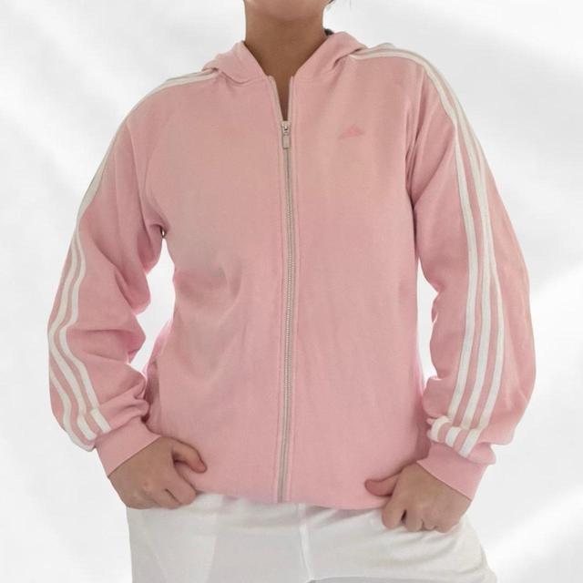 Adidas Women's Hoodie - Pink/White - XL on Productcaster.