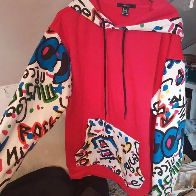 Forever 21 Women's Hoodie - Red/Multi - One size on Productcaster.