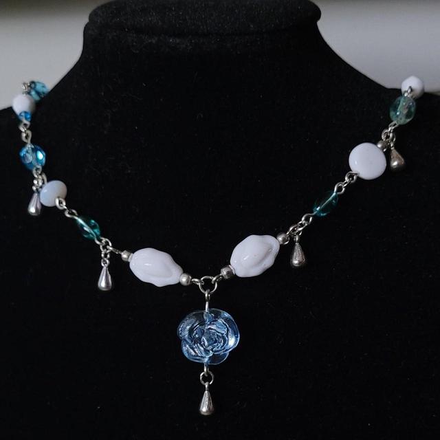 Handmade Women's Necklace - Blue/Silver on Productcaster.