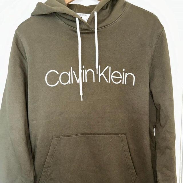 Calvin Klein Men's Hoodie - Khaki/Green - M on Productcaster.