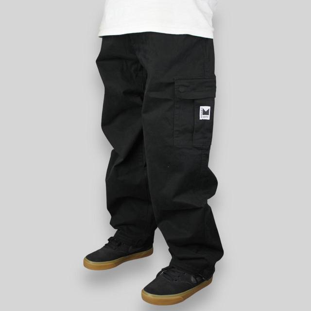 Men's Wide leg Cargo Trousers - Black - L on Productcaster.