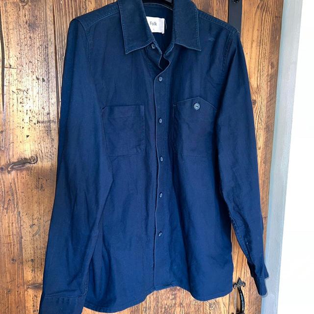 Folk Men's Shirt - Navy/Blue - L on Productcaster.