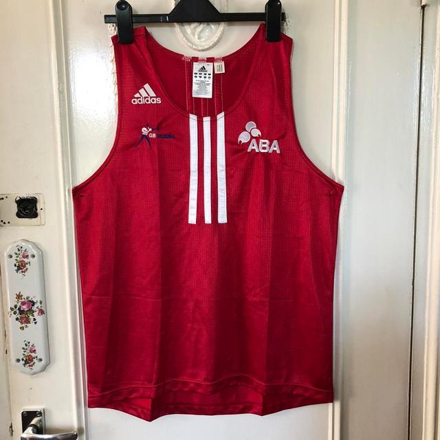 Adidas Men's Vest - Red/White - L on Productcaster.