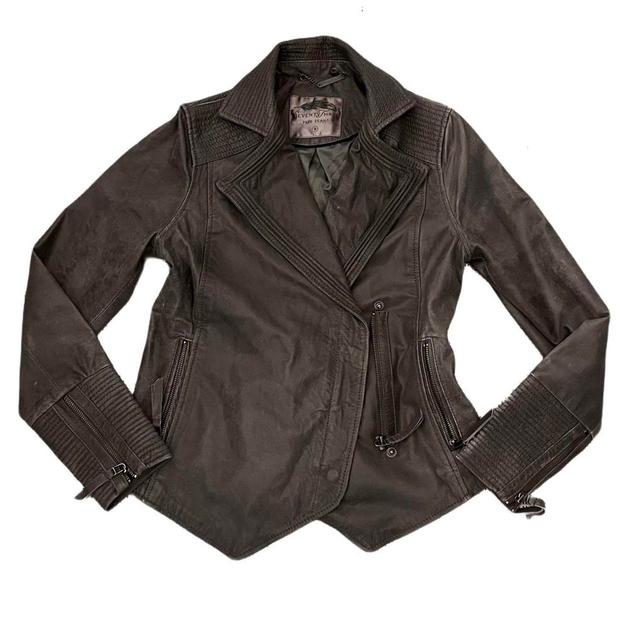 Women's Leather Jacket - Grey - UK 8 on Productcaster.