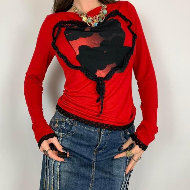 Vintage Women's T-shirt - Red/Black - S on Productcaster.