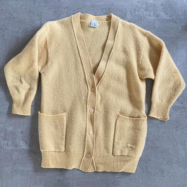 Men's Cardigan - Yellow/Cream - M on Productcaster.